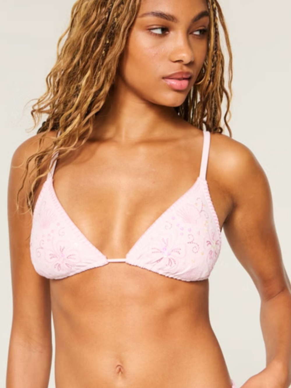 NWT Hollister Embellished Stitch Over-the-Shoulder Triangle Bikini Top small